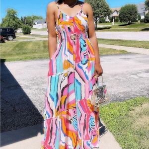 Multicolored pleated jumpsuit